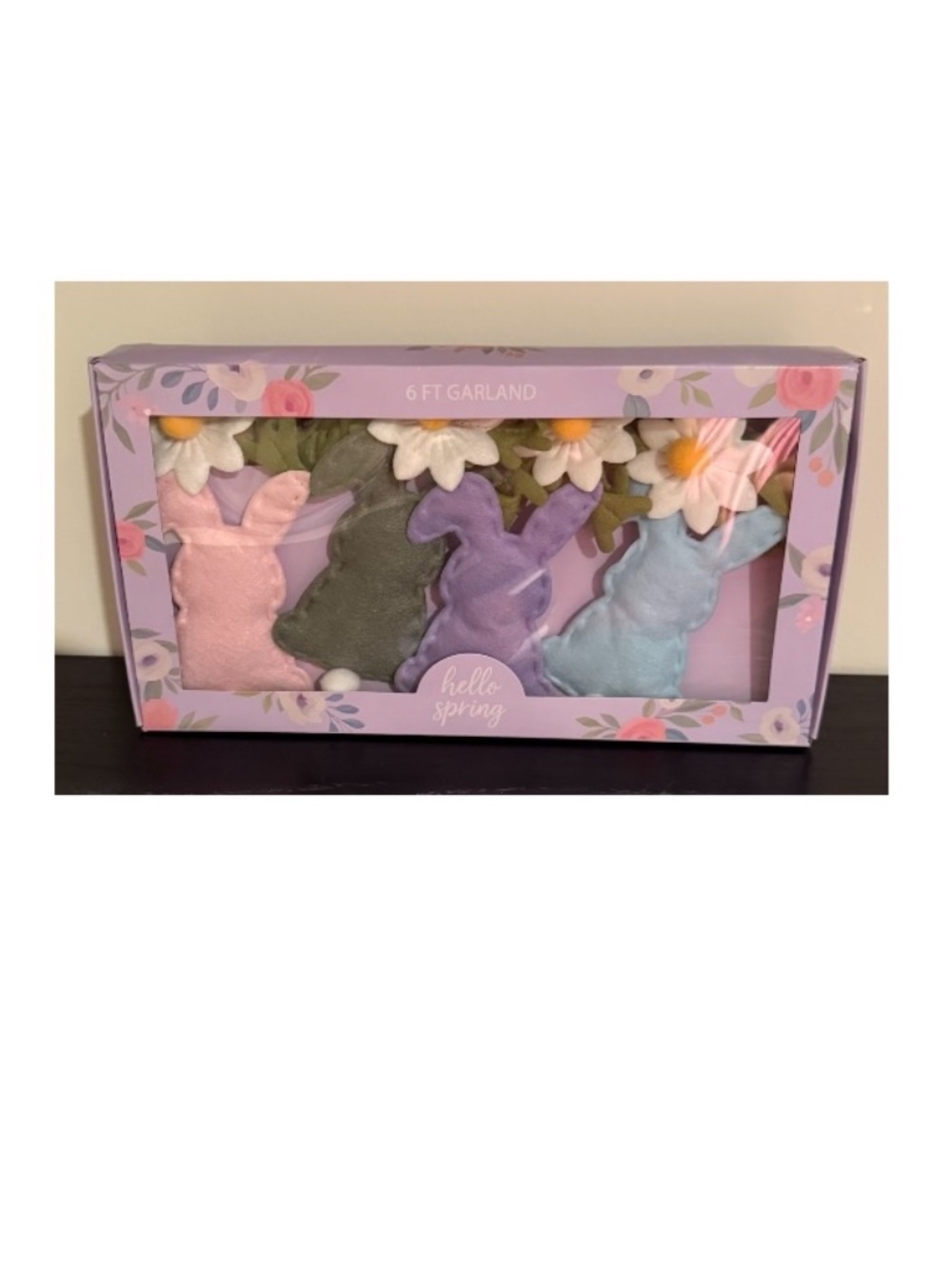 Pastel nwt Bunny Rabbit 6 feet Garland Decor in Pink, Green, Purple, Blue Easter